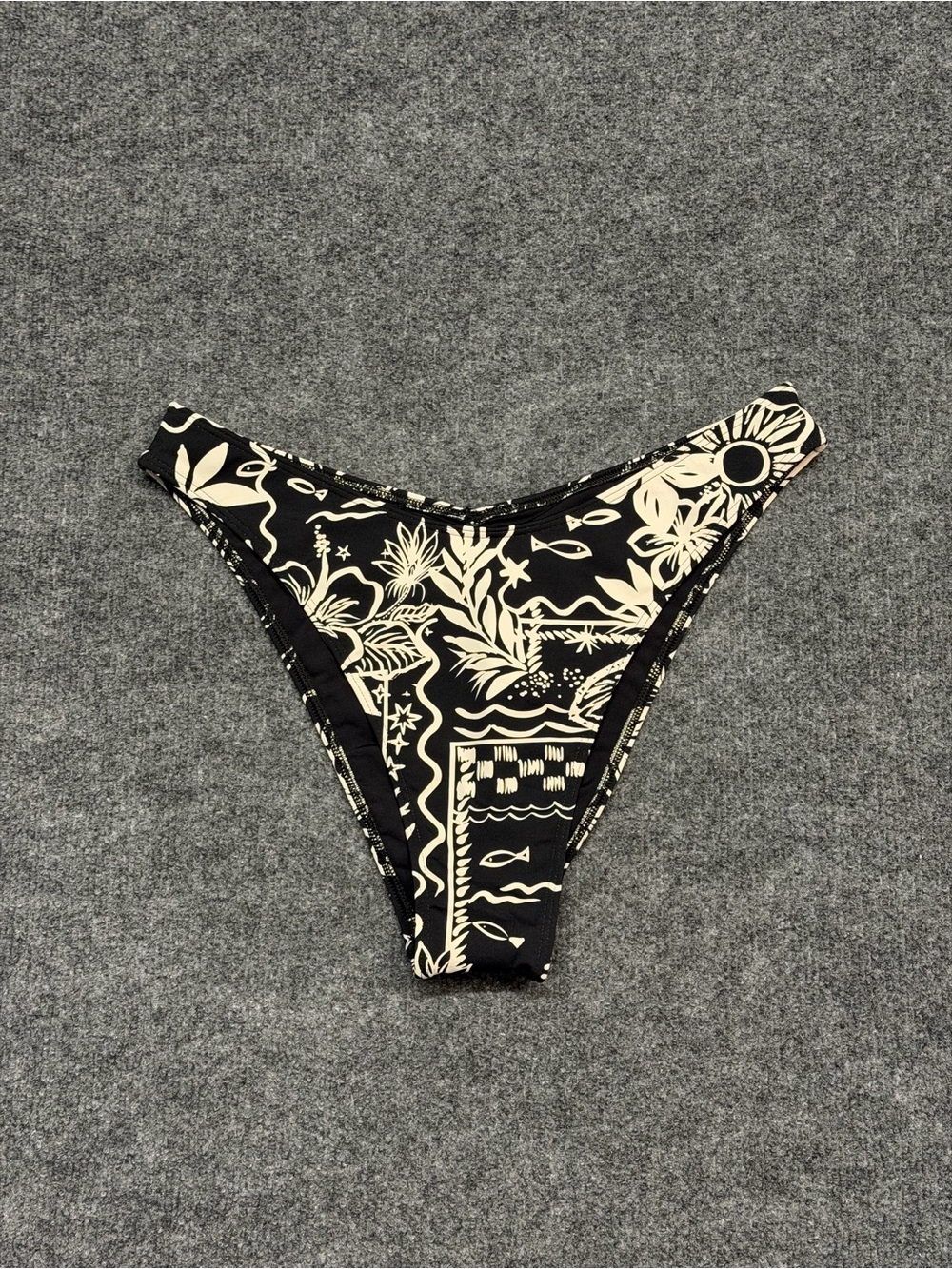 Cheekies Black & Cream Floral High-Cut Bikini Bottom - Women's Swim